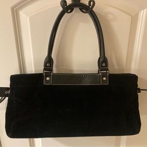KATE SPADE NEW YORK BLACK VELVETY CORDUROY, Leather Trim - Satchel Purse
